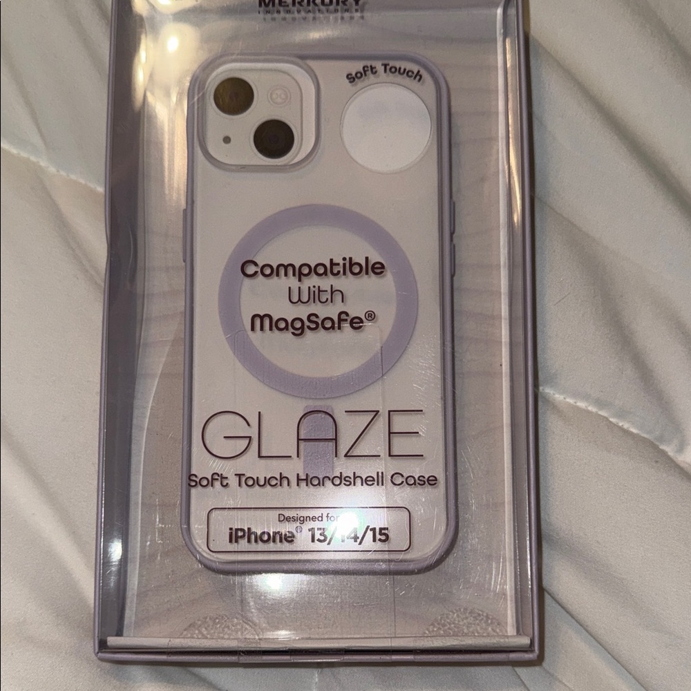 Glaze Soft Touch Hardshell Case for iPhone 13/14/15 - Purple- new with open pack